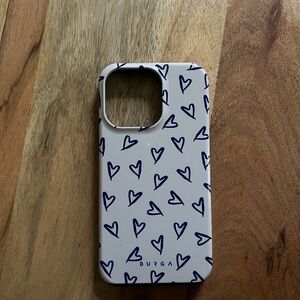 Burga White and Blue Heart Pattern iPhone 13 Pro Case